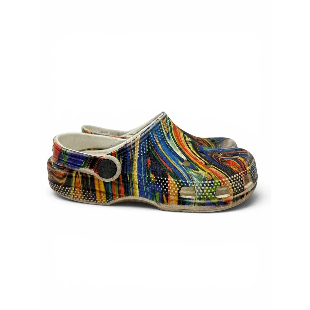CROCS Classic Clogs Kids Multicolor Psychedelic Swirl Pattern Size C12